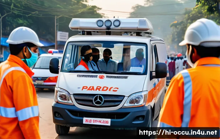 응급구조사 교육 세미나 후기 - A detailed scene of an emergency medical response team using advanced portable monitoring devices an...