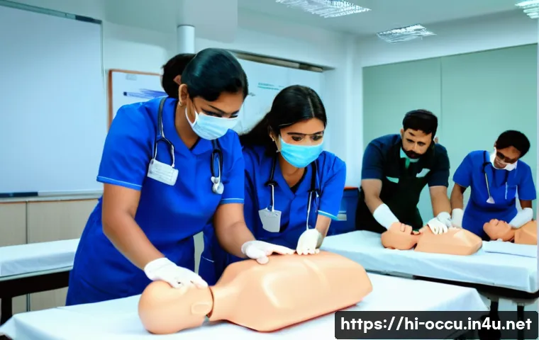 응급구조사 자격증 취득 방법 - A detailed scene of an Indian emergency responder training session in a modern classroom setting, fe...
