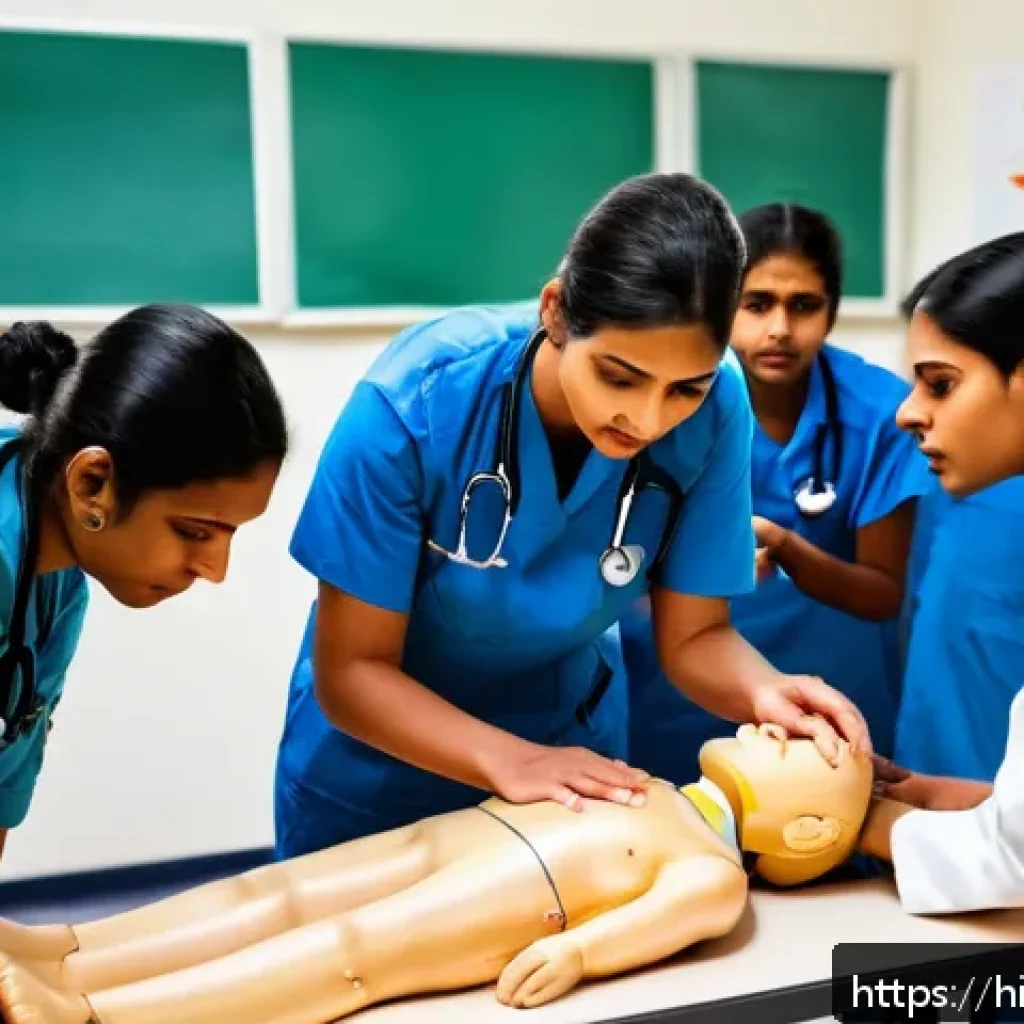 응급구조사 시험 과목 - A detailed classroom scene of a Hindi-speaking emergency medical technician (EMT) training session, ...