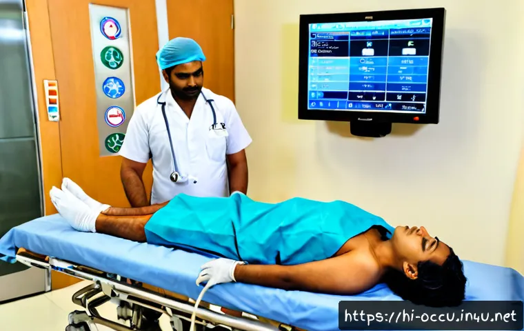 응급구조사와 응급의학 - Photorealistic Indian emergency medical technician in clean protective uniform assisting an adult pa...